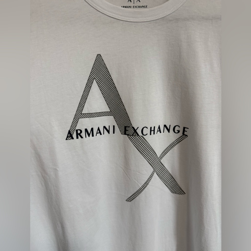 NWT Armani Exchange White T-Shirt with Black AX Logo Medium - Picture 2 of 6
